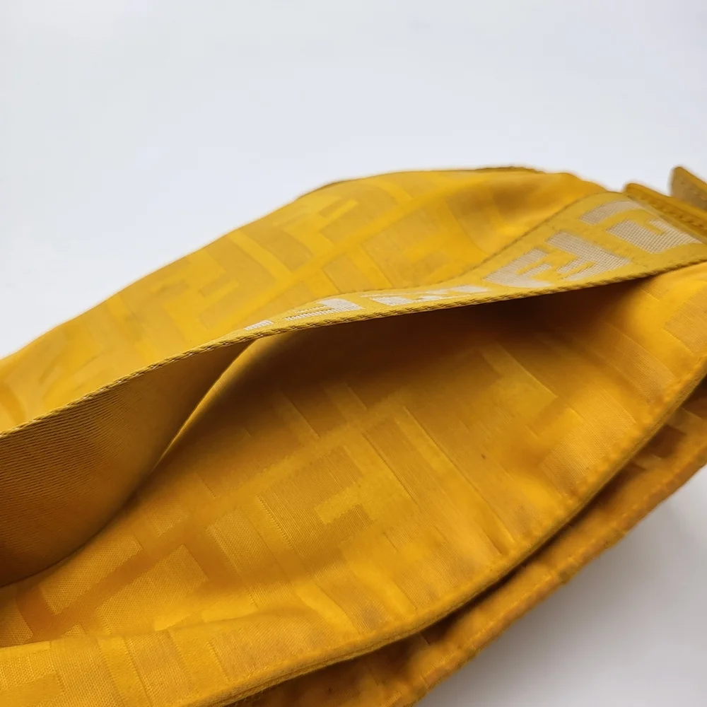 Fendi Yellow Zucca Tessuto palmati Baguette Shoulder Handbag..Authentic w/COA. - Picture 8 of 15